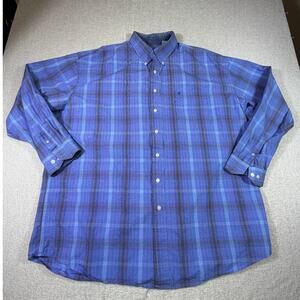 Stetson Men 3XL Blue Black Mini Check Long Sleeve Button Front Western Shirt Fit